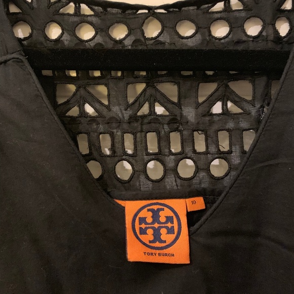 Tory Burch gold embellished black tunic drawstring - Picture 2 of 8